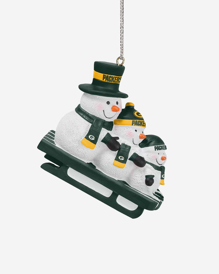 Green Bay Packers Sledding Snowmen Ornament FOCO - FOCO.com