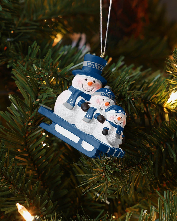 Indianapolis Colts Sledding Snowmen Ornament FOCO - FOCO.com