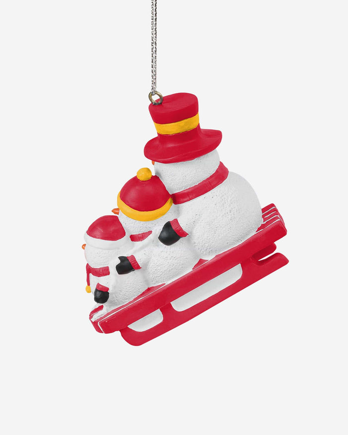 Kansas City Chiefs Sledding Snowmen Ornament FOCO - FOCO.com