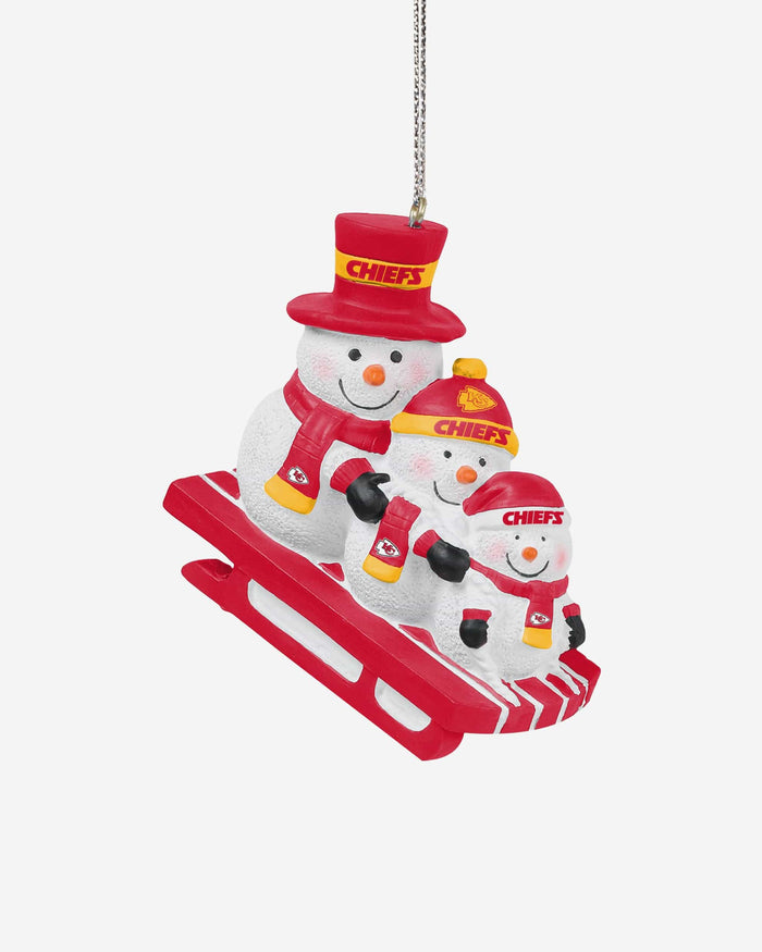 Kansas City Chiefs Sledding Snowmen Ornament FOCO - FOCO.com