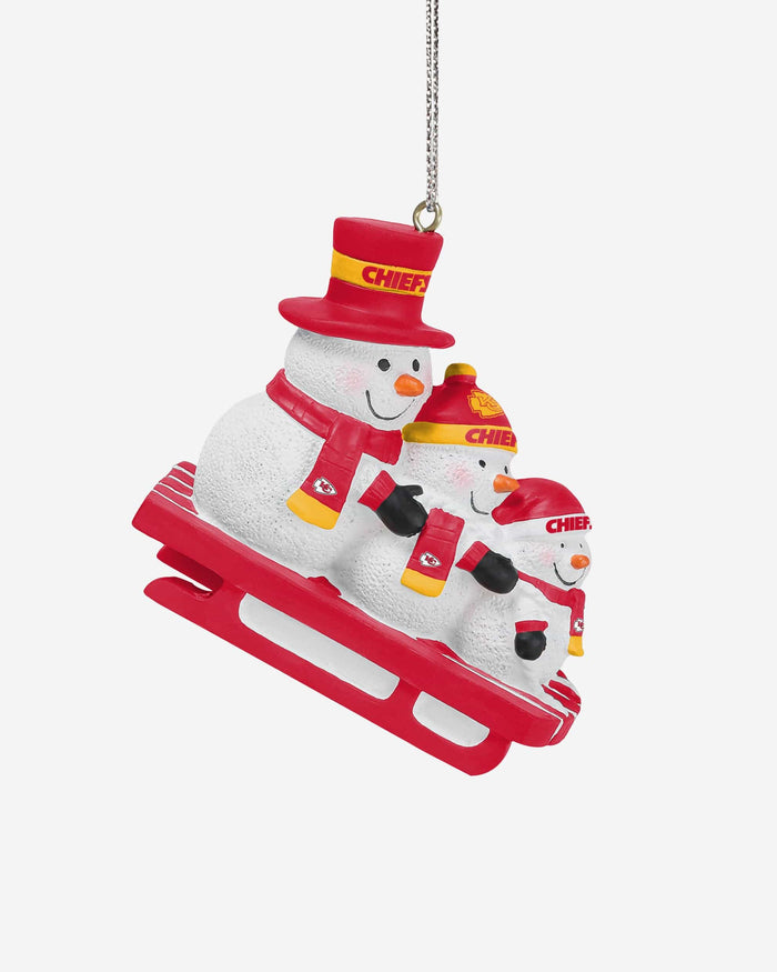 Kansas City Chiefs Sledding Snowmen Ornament FOCO - FOCO.com