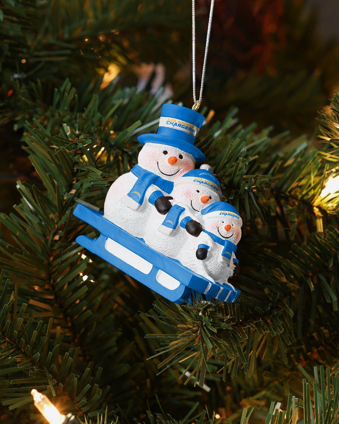 Los Angeles Chargers Sledding Snowmen Ornament FOCO - FOCO.com