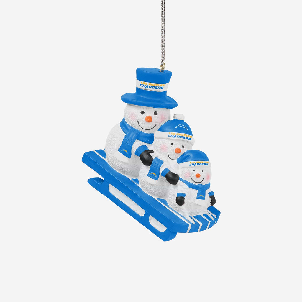 Los Angeles Chargers Sledding Snowmen Ornament FOCO - FOCO.com