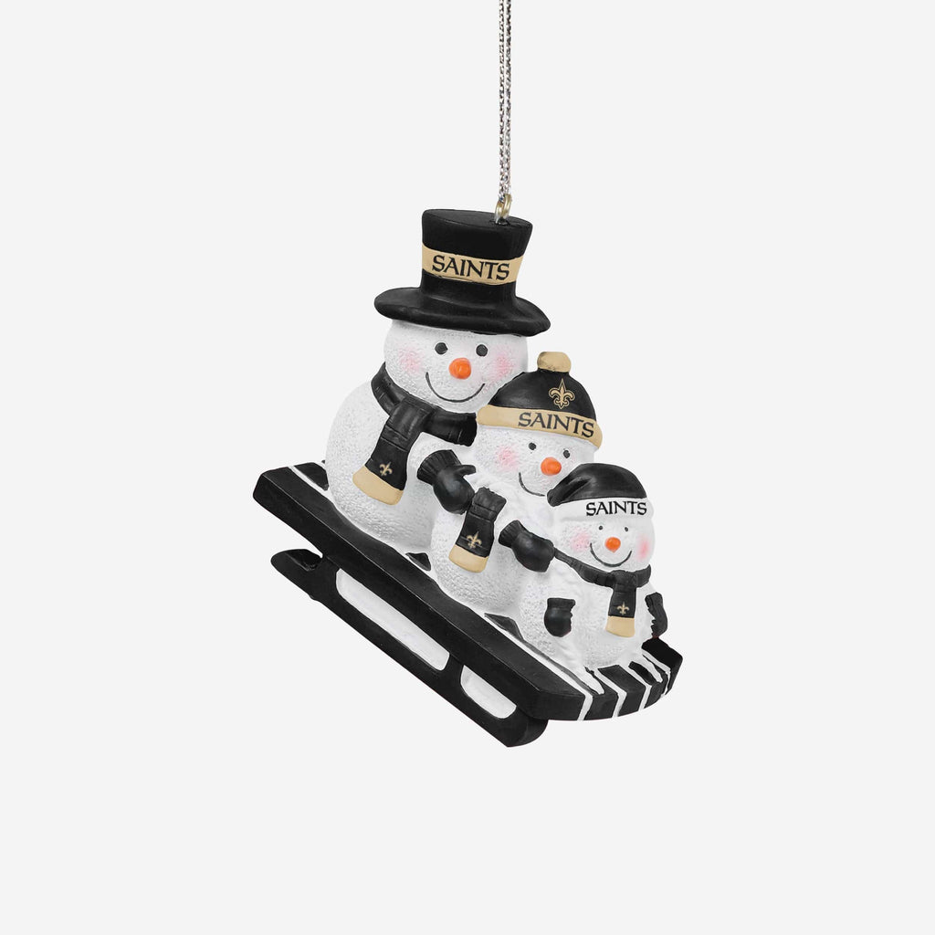 New Orleans Saints Sledding Snowmen Ornament FOCO - FOCO.com