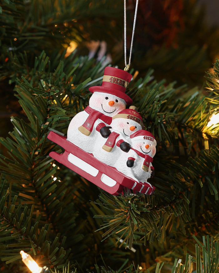 San Francisco 49ers Sledding Snowmen Ornament FOCO - FOCO.com