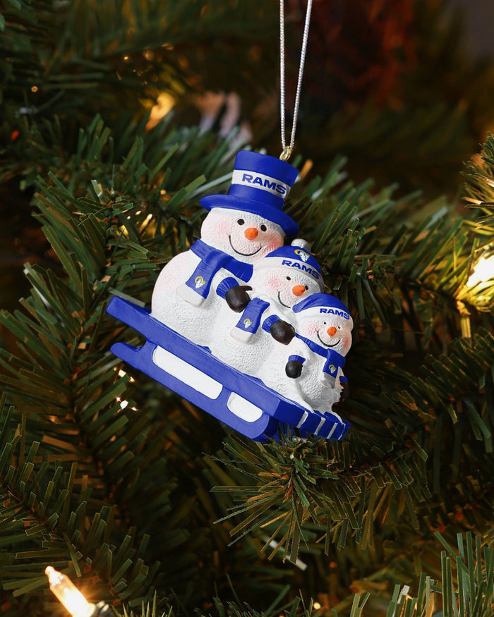 Los Angeles Rams Sledding Snowmen Ornament FOCO - FOCO.com