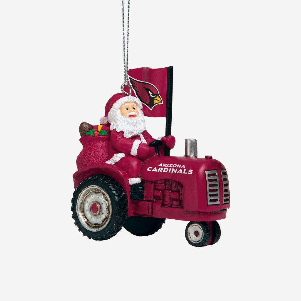 Arizona Cardinals Santa Riding Tractor Ornament FOCO - FOCO.com