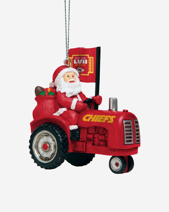 Kansas City Chiefs Super Bowl LVII Champions Santa Riding Tractor Ornament FOCO - FOCO.com