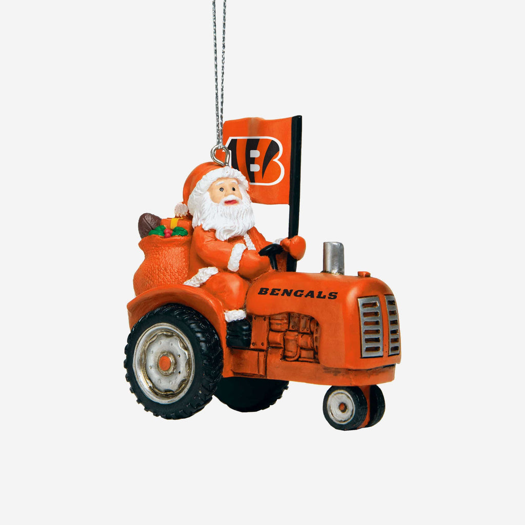 Cincinnati Bengals Santa Riding Tractor Ornament FOCO - FOCO.com