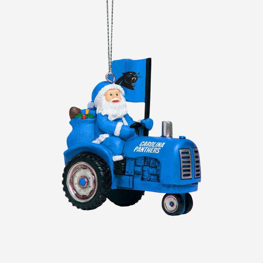 Carolina Panthers Santa Riding Tractor Ornament FOCO - FOCO.com