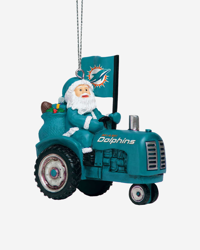 Miami Dolphins Santa Riding Tractor Ornament FOCO - FOCO.com