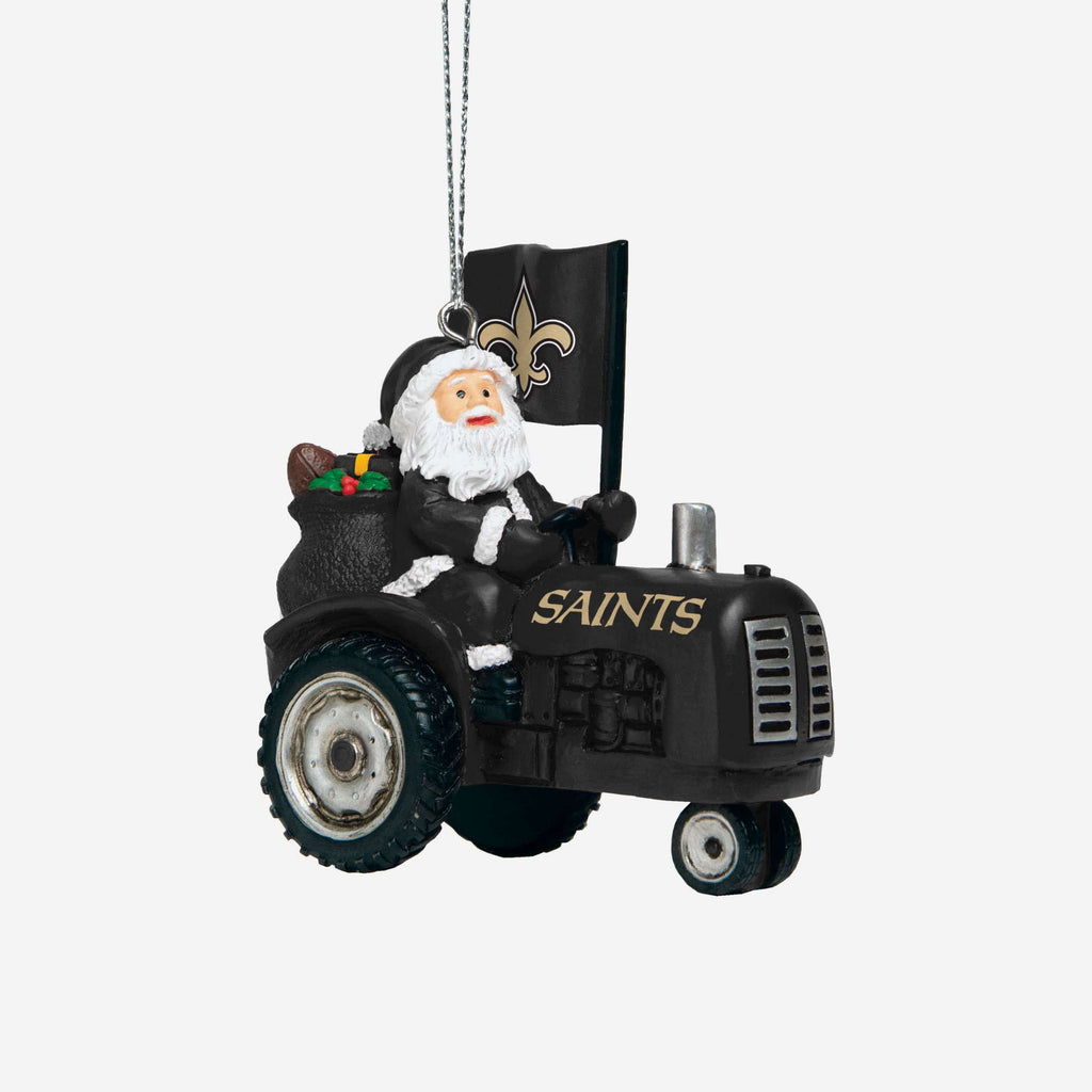 New Orleans Saints Santa Riding Tractor Ornament FOCO - FOCO.com