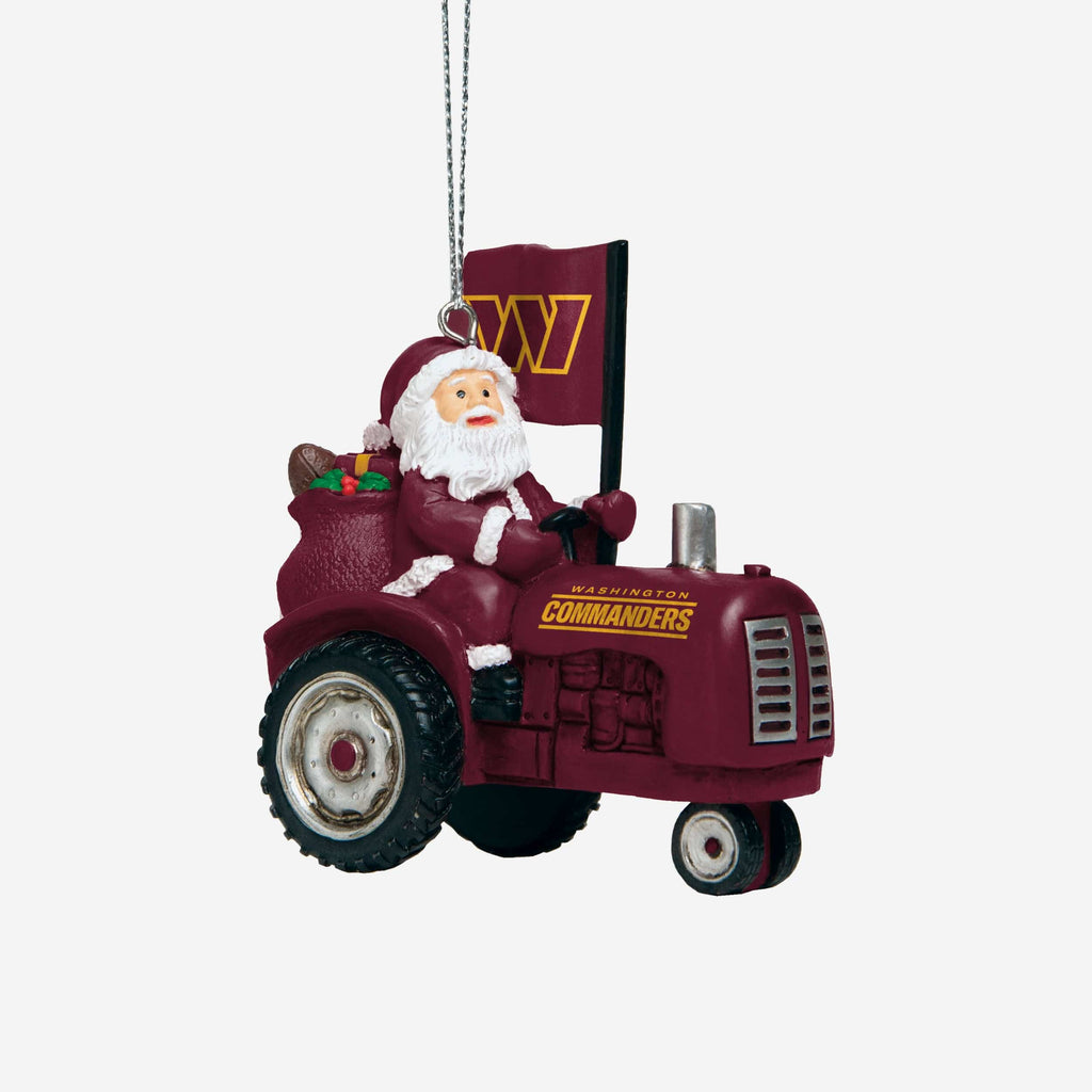 Washington Commanders Santa Riding Tractor Ornament FOCO - FOCO.com