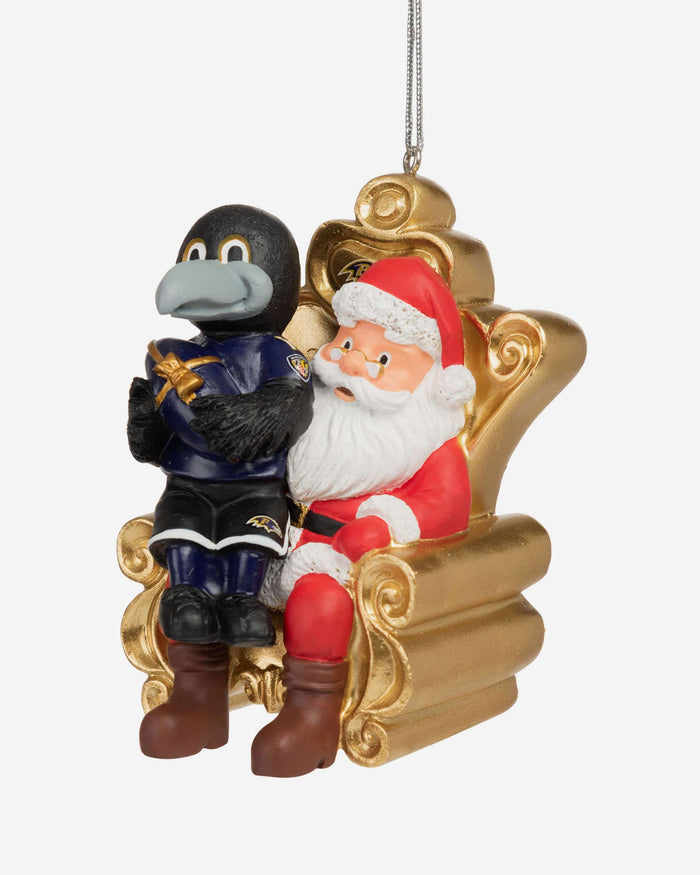 Poe Baltimore Ravens Mascot On Santa's Lap Ornament FOCO - FOCO.com