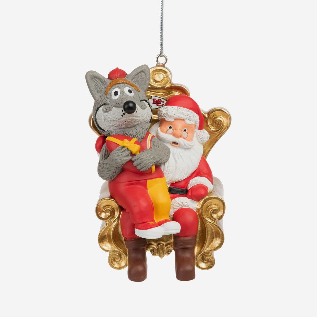 KC Wolf Kansas City Chiefs Mascot On Santa's Lap Ornament FOCO - FOCO.com