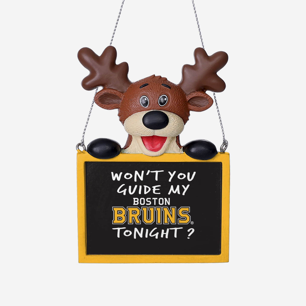 Boston Bruins Reindeer With Sign Ornament FOCO - FOCO.com