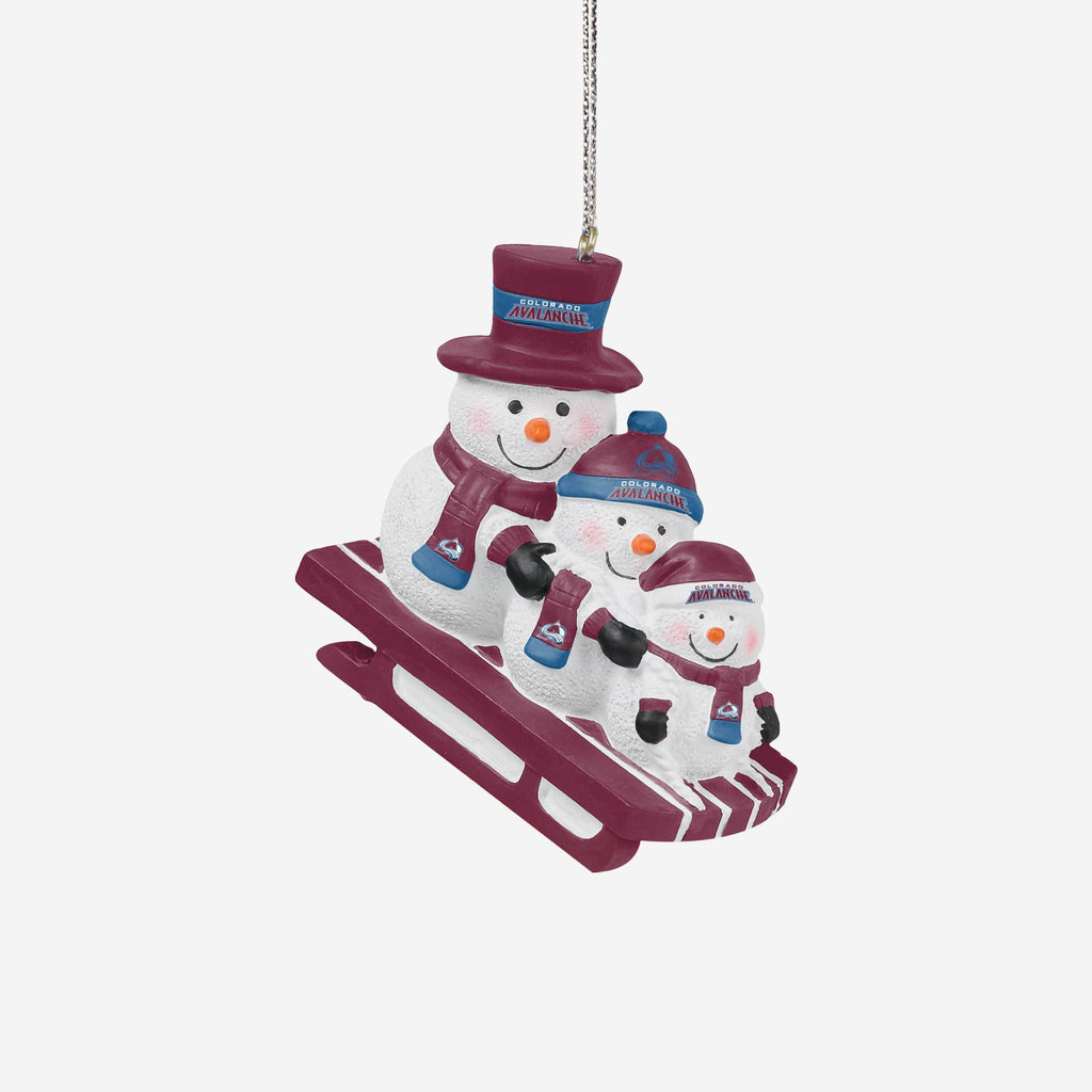 Colorado Avalanche Sledding Snowmen Ornament FOCO - FOCO.com