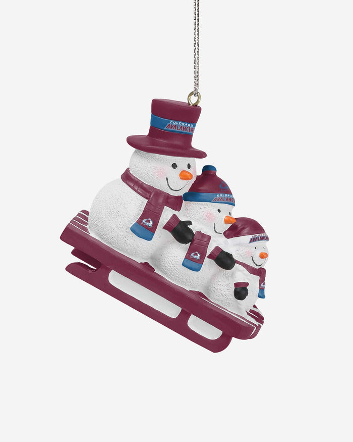 Colorado Avalanche Sledding Snowmen Ornament FOCO - FOCO.com