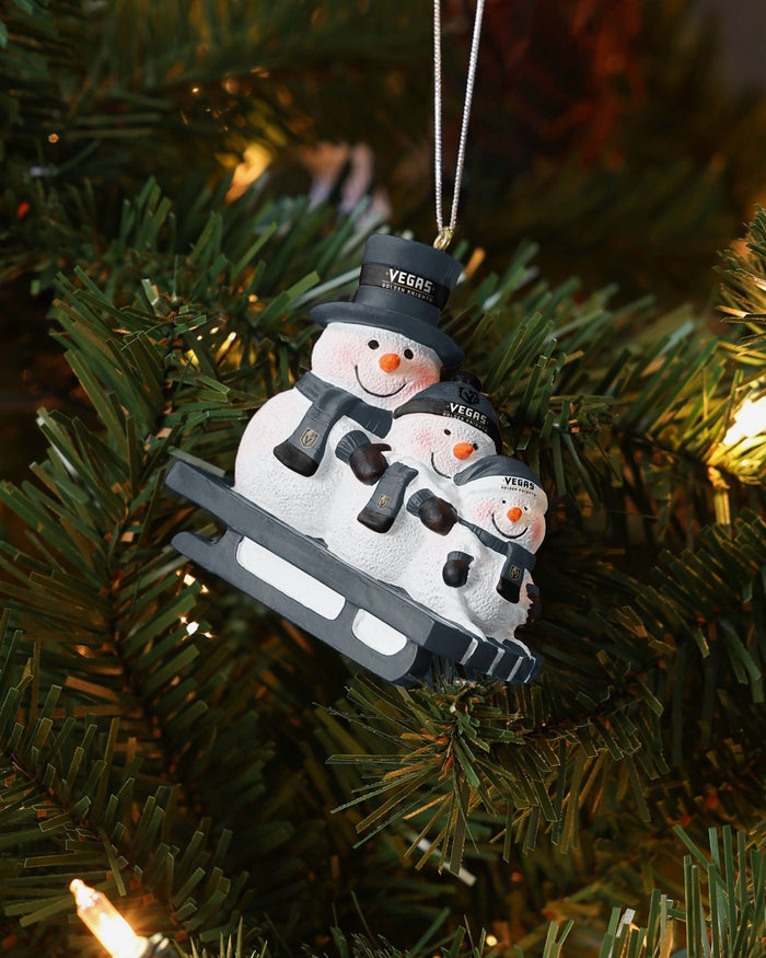 Vegas Golden Knights Sledding Snowmen Ornament FOCO - FOCO.com