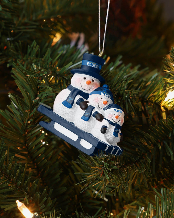 St Louis Blues Sledding Snowmen Ornament FOCO - FOCO.com