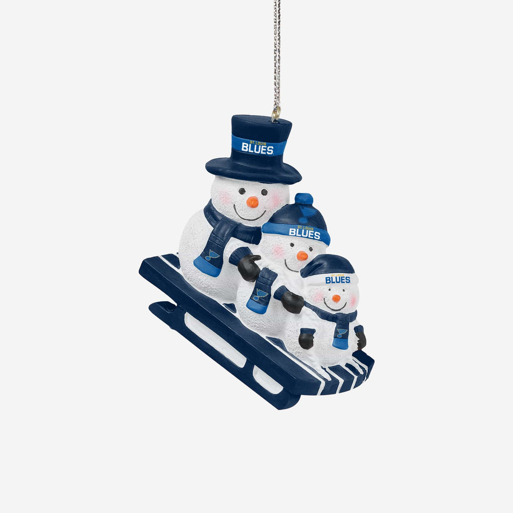 St Louis Blues Sledding Snowmen Ornament FOCO - FOCO.com