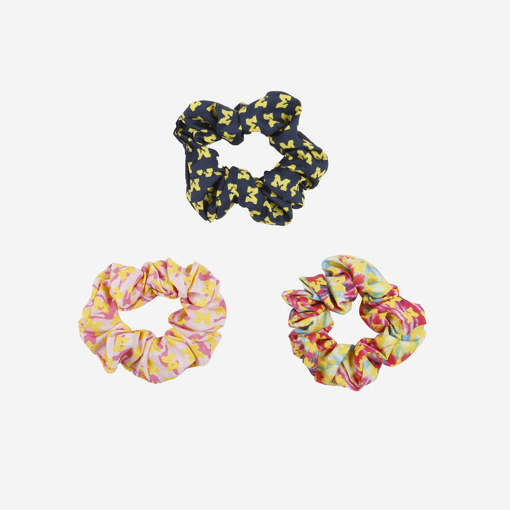 Michigan Wolverines Mini Print 3 Pack Scrunchies FOCO - FOCO.com