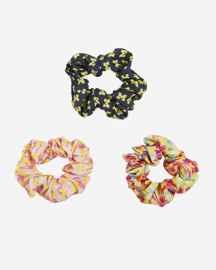 Michigan Wolverines Mini Print 3 Pack Scrunchies FOCO - FOCO.com