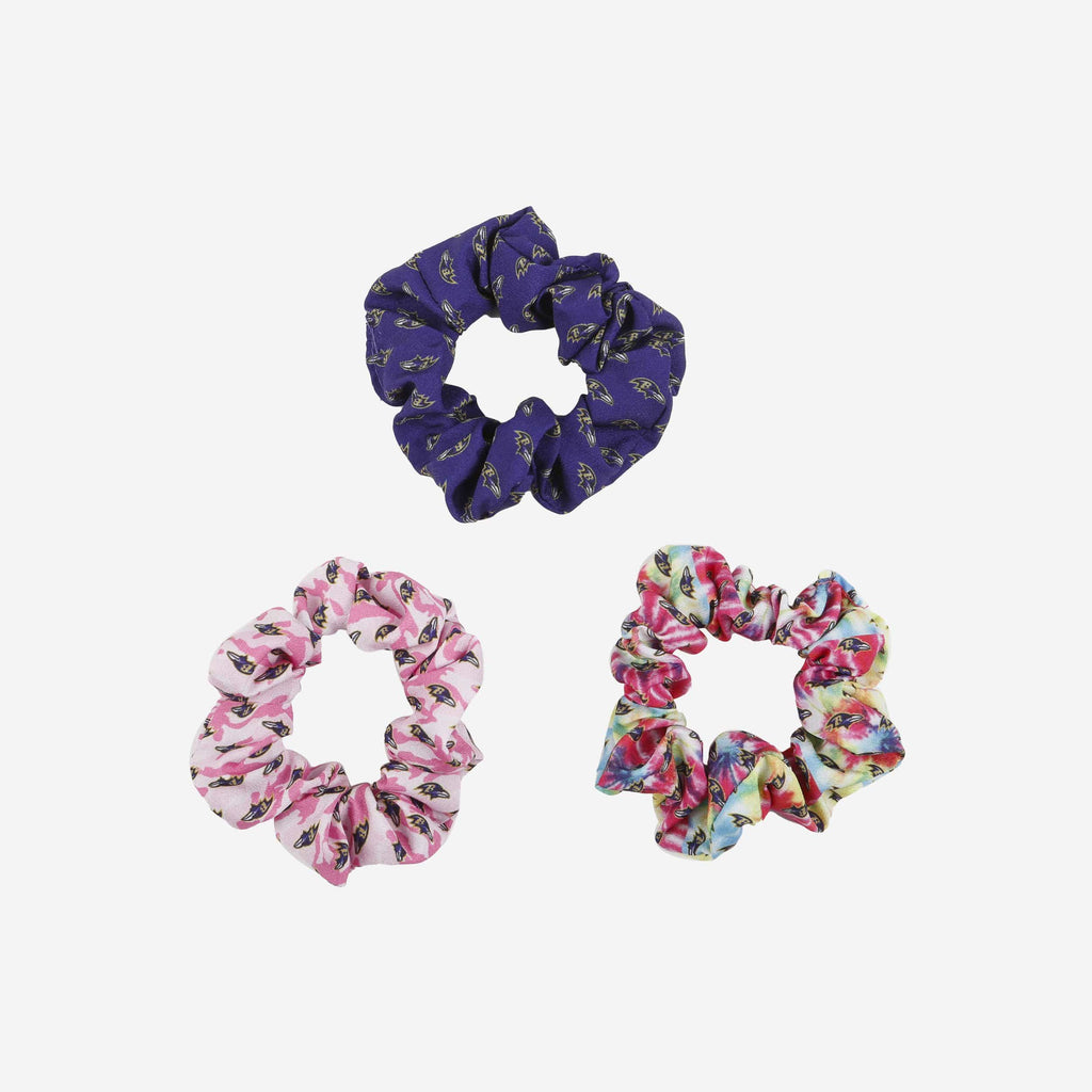 Baltimore Ravens Mini Print 3 Pack Scrunchies FOCO - FOCO.com