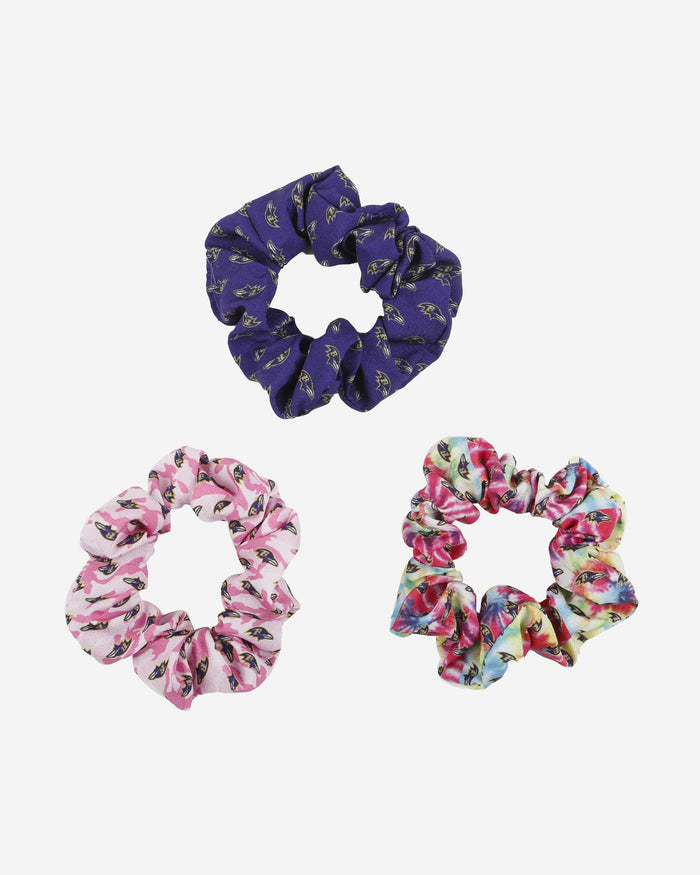 Baltimore Ravens Mini Print 3 Pack Scrunchies FOCO - FOCO.com