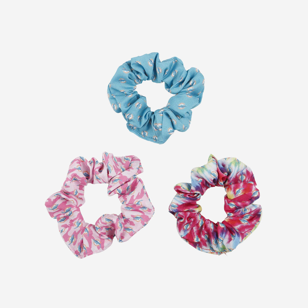 Miami Dolphins Mini Print 3 Pack Scrunchies FOCO - FOCO.com