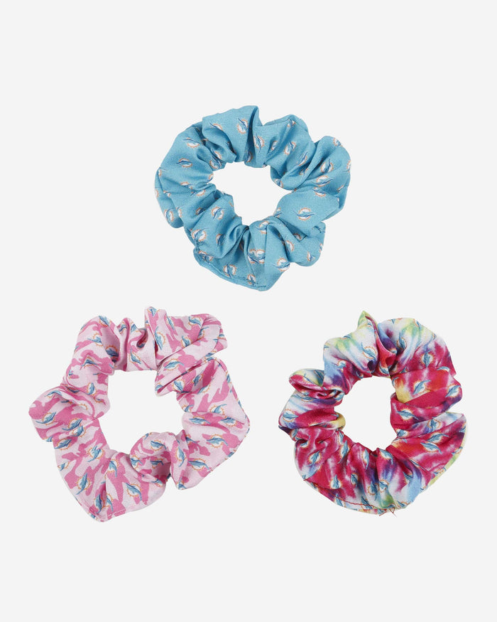 Miami Dolphins Mini Print 3 Pack Scrunchies FOCO - FOCO.com