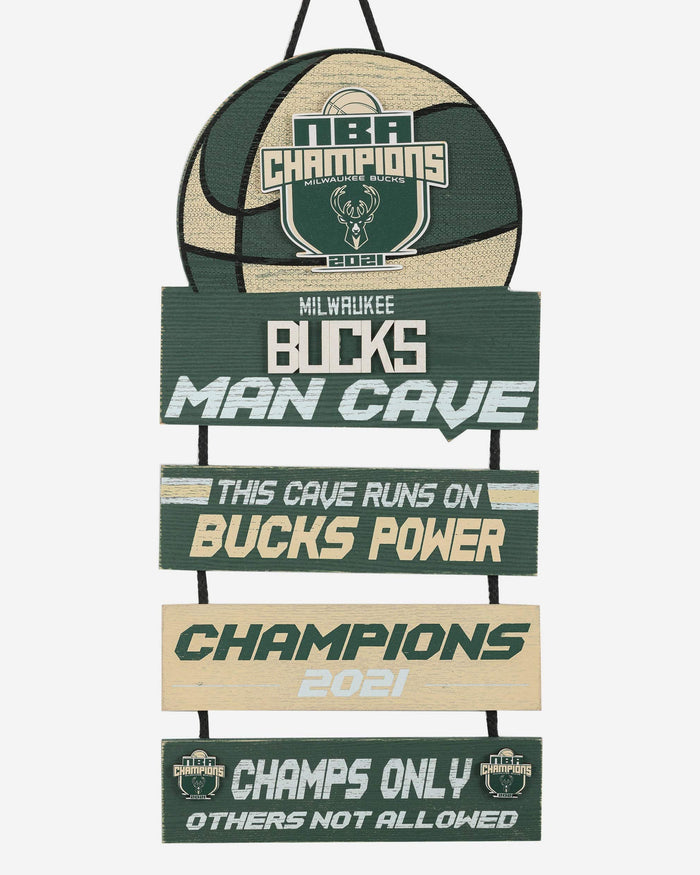 Milwaukee Bucks 2021 NBA Champions Mancave Sign FOCO - FOCO.com