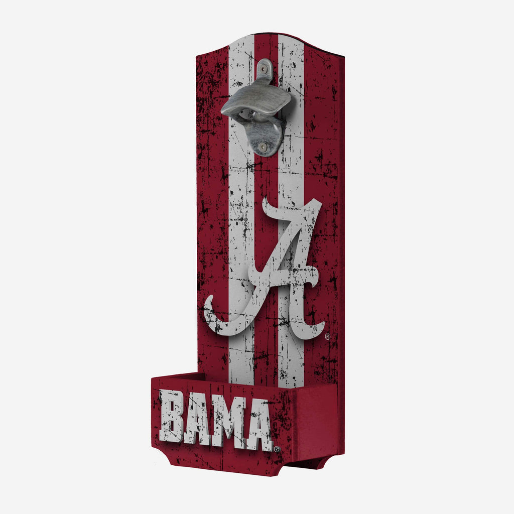 Alabama Crimson Tide Wooden Bottle Cap Opener Sign FOCO - FOCO.com