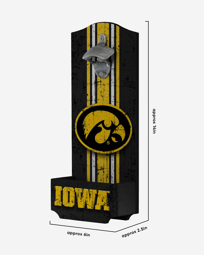 Iowa Hawkeyes Wooden Bottle Cap Opener Sign FOCO - FOCO.com