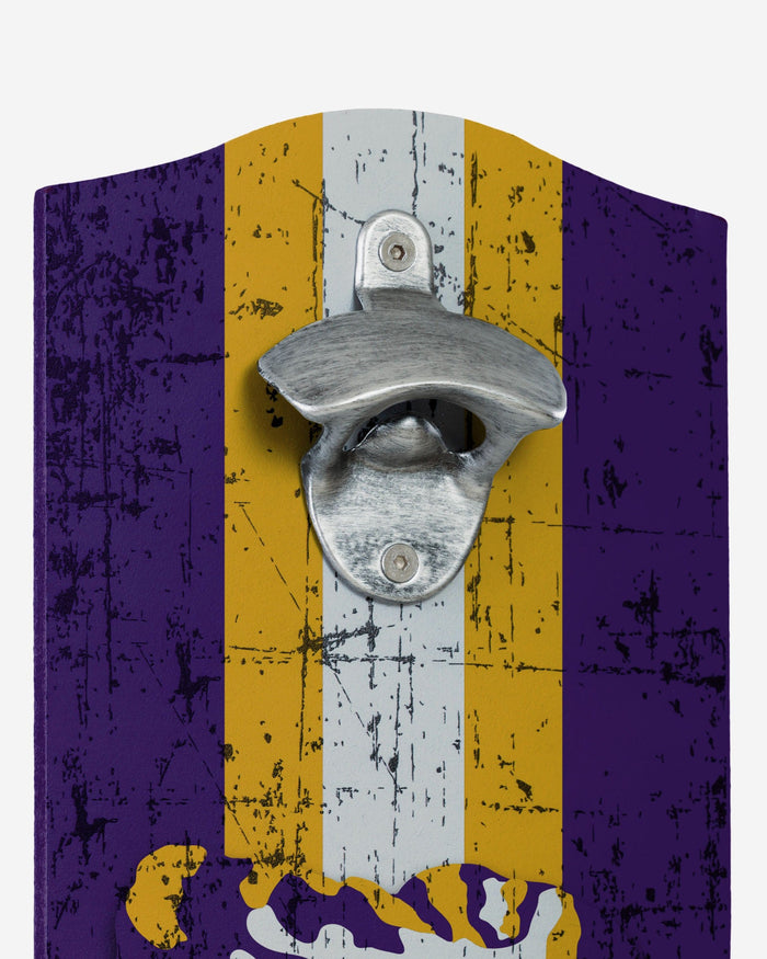 LSU Tigers Wooden Bottle Cap Opener Sign FOCO - FOCO.com