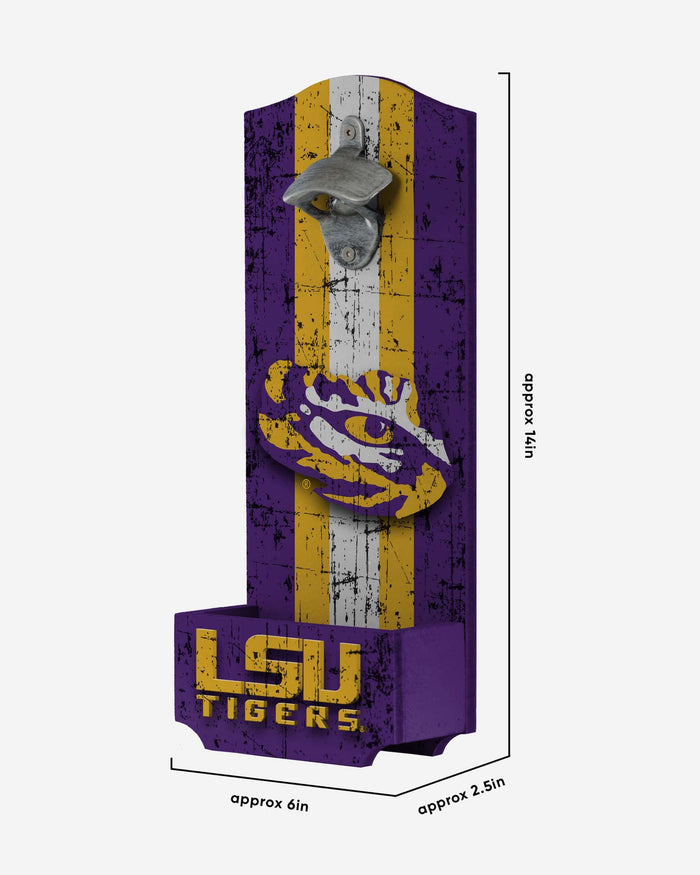 LSU Tigers Wooden Bottle Cap Opener Sign FOCO - FOCO.com