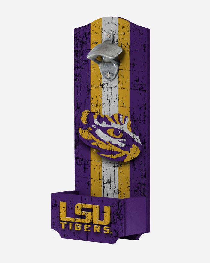 LSU Tigers Wooden Bottle Cap Opener Sign FOCO - FOCO.com