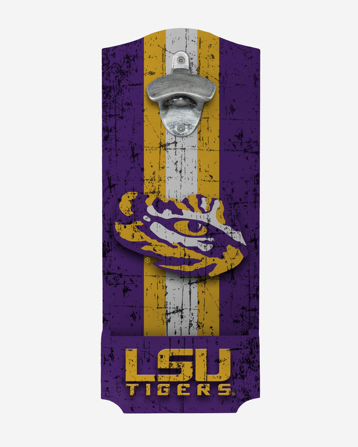 LSU Tigers Wooden Bottle Cap Opener Sign FOCO - FOCO.com