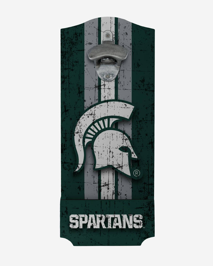 Michigan State Spartans Wooden Bottle Cap Opener Sign FOCO - FOCO.com