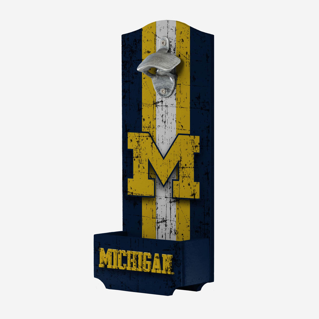 Michigan Wolverines Wooden Bottle Cap Opener Sign FOCO - FOCO.com