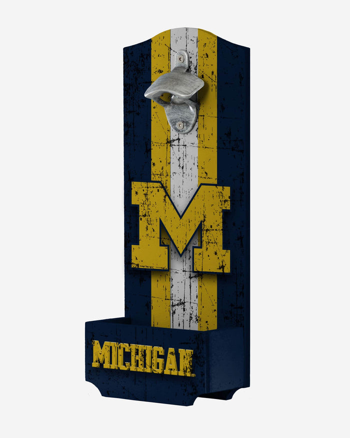 Michigan Wolverines Wooden Bottle Cap Opener Sign FOCO - FOCO.com