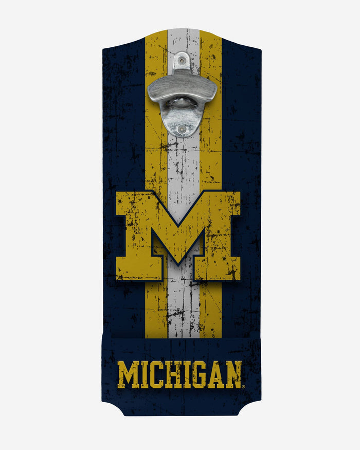 Michigan Wolverines Wooden Bottle Cap Opener Sign FOCO - FOCO.com