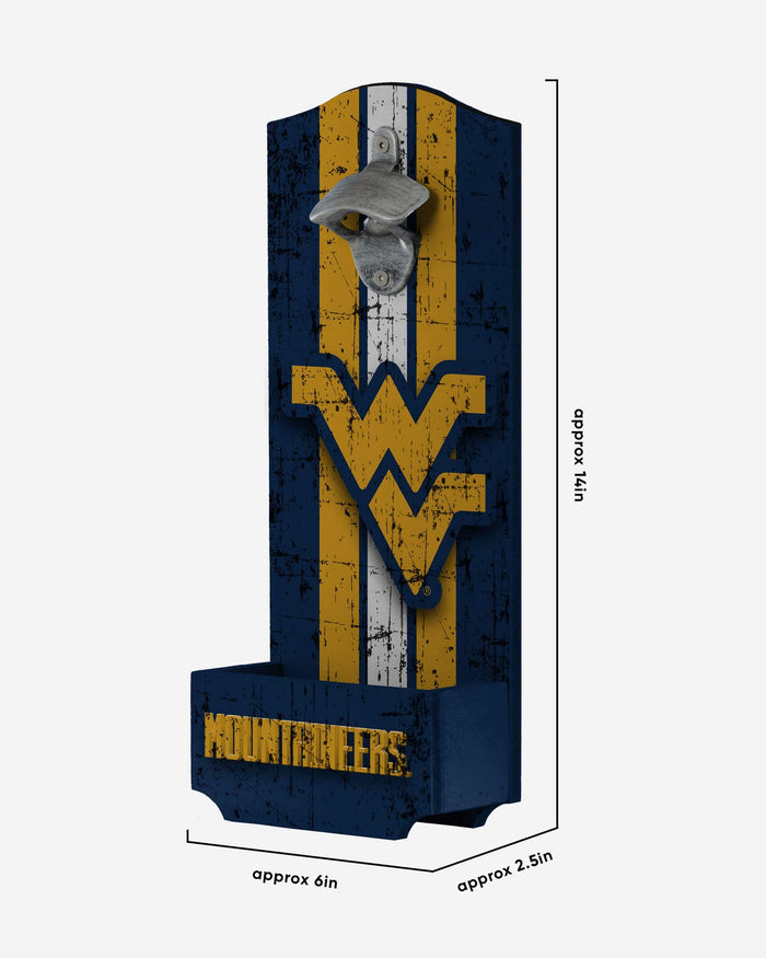 West Virginia Mountaineers Wooden Bottle Cap Opener Sign FOCO - FOCO.com