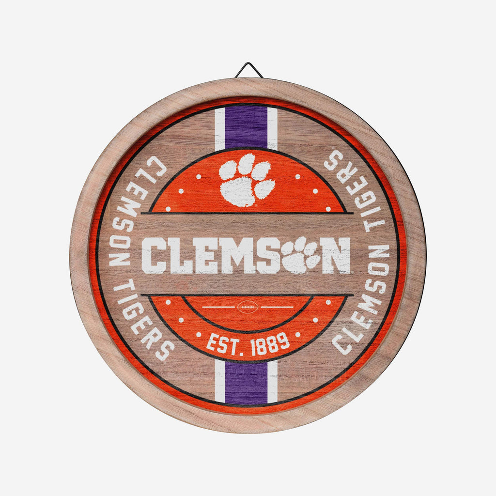 Clemson Tigers Wooden Barrel Sign FOCO - FOCO.com