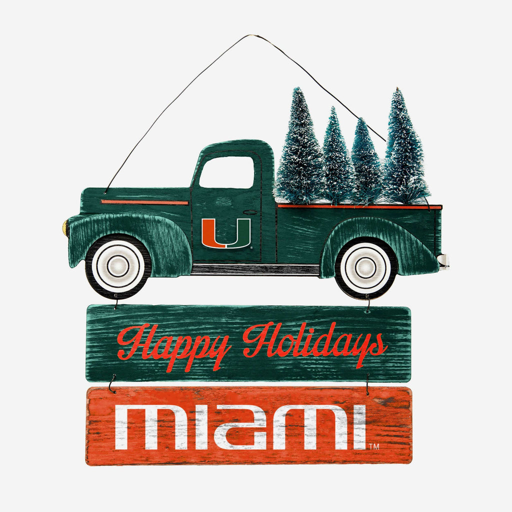 Miami Hurricanes Wooden Truck With Tree Sign FOCO - FOCO.com