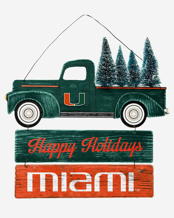 Miami Hurricanes Wooden Truck With Tree Sign FOCO - FOCO.com