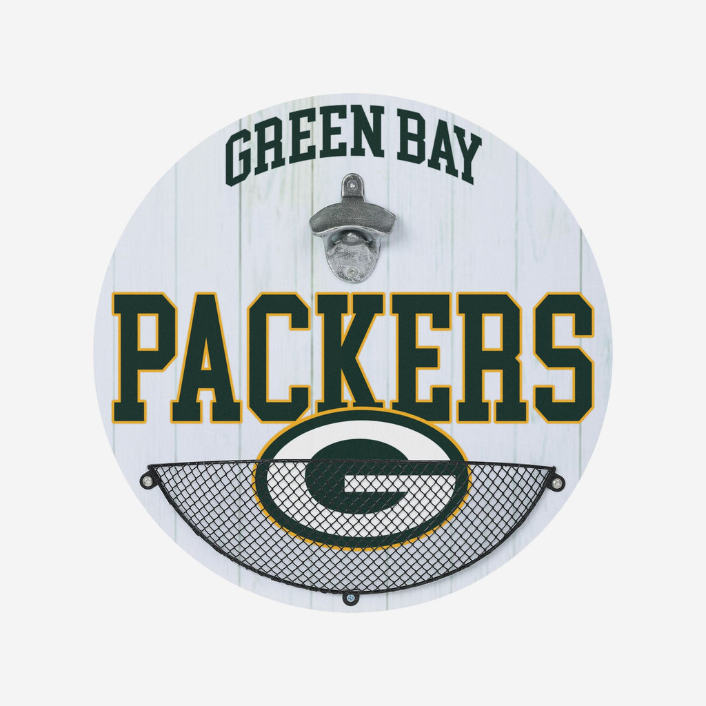 Green Bay Packers Bottle Opener Cap Catcher Wall Sign FOCO - FOCO.com