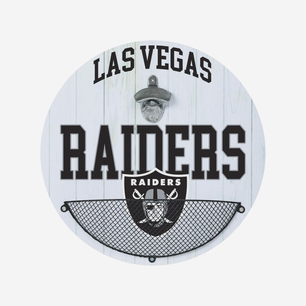 Las Vegas Raiders Bottle Opener Cap Catcher Wall Sign FOCO - FOCO.com