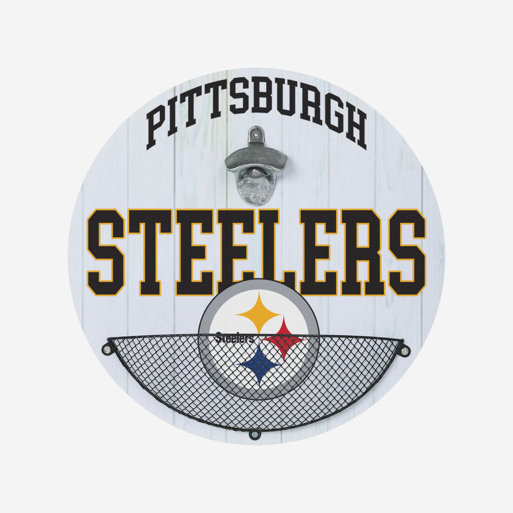 Pittsburgh Steelers Bottle Opener Cap Catcher Wall Sign FOCO - FOCO.com