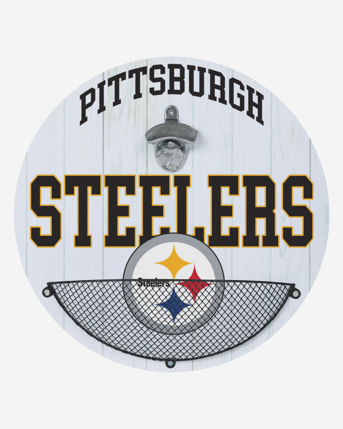 Pittsburgh Steelers Bottle Opener Cap Catcher Wall Sign FOCO - FOCO.com